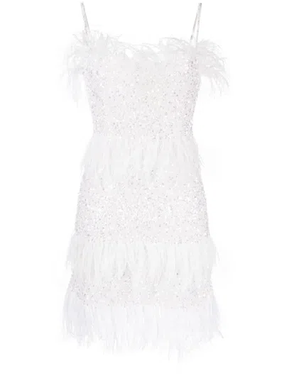 Rachel Gilbert Frenchy Sequin-embellished Feather Minidress In White