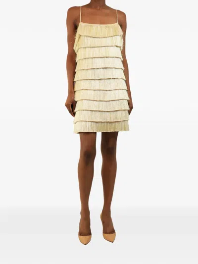 Pre-owned Rachel Gilbert Frilled Tiered Mini Dress In Neutrals