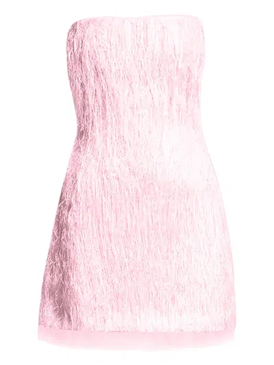 Rachel Gilbert Fringe Strapless Mini Dress In Pink