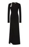 Rachel Gilbert Gabrielle Ruched Stretch-crepe Gown In Black