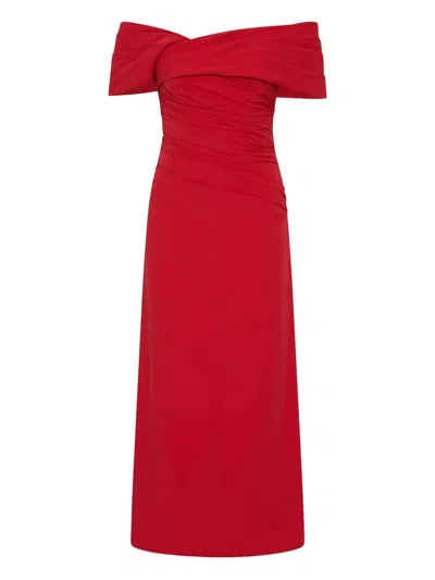 Rachel Gilbert Gale Draped Off-shoulder Cocktail Dress In Pink
