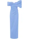 Rachel Gilbert Asymmetric Draped Gown In Blue