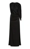 Rachel Gilbert Hallie Draped Halter Gown In Black