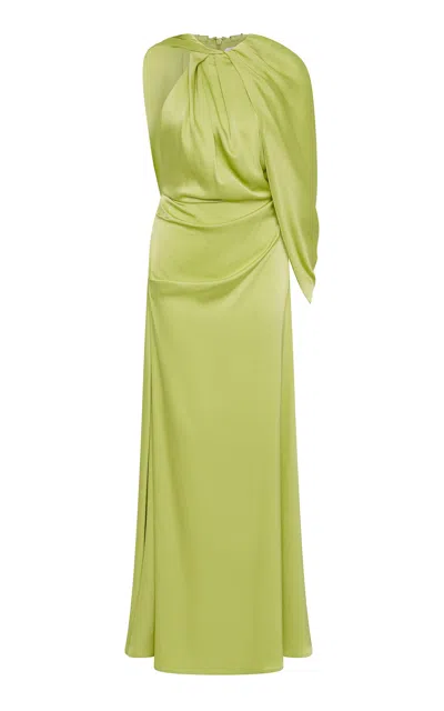 Rachel Gilbert Hallie Draped Halter Gown In Green