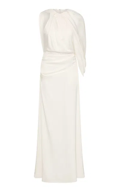Rachel Gilbert Hallie Draped Halter Gown In White