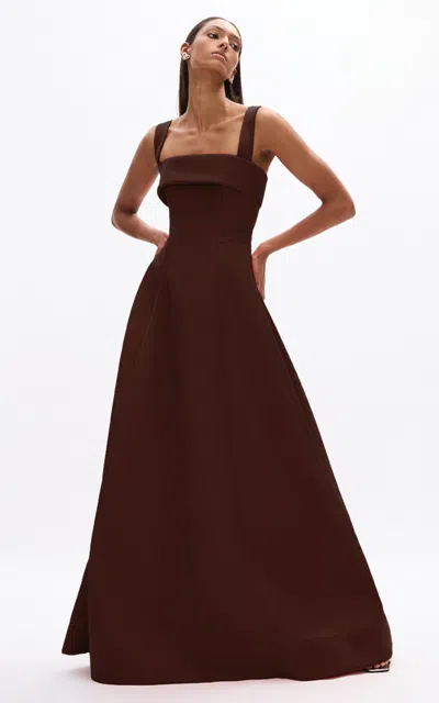 Rachel Gilbert Hallie Strapless Gown In Brown