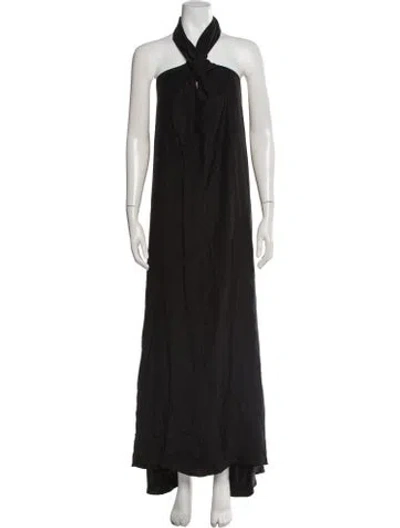 Pre-owned Rachel Gilbert Halterneck Long Dress In Black