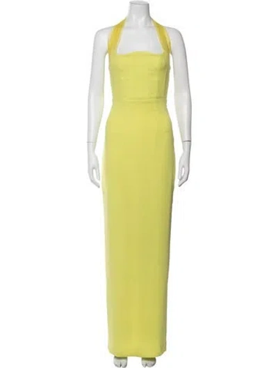 Pre-owned Rachel Gilbert Halterneck Long Dress In Green