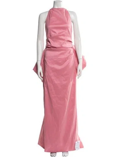 Pre-owned Rachel Gilbert Halterneck Long Dress In Pink