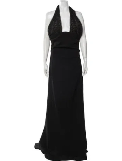 Pre-owned Rachel Gilbert Halterneck Long Dress W/ Tags In Black