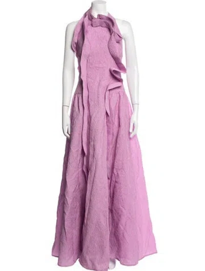 Pre-owned Rachel Gilbert Halterneck Long Dress W/ Tags In Purple