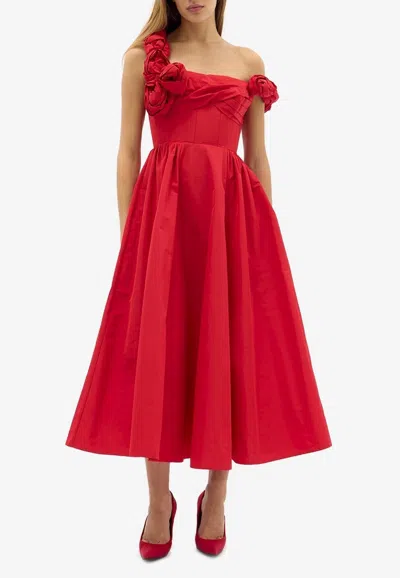 Rachel Gilbert Henley Strap Midi Dress In Red