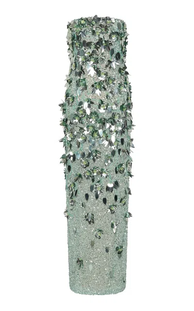 Rachel Gilbert Hugo Floral-appliqué Strapless Gown In Green