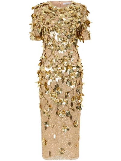 Rachel Gilbert Hugo Midi Dress In Gold