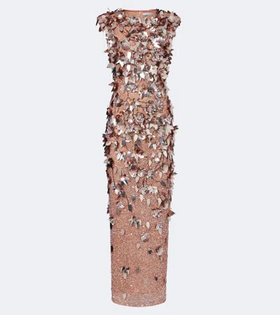 Rachel Gilbert Hugo Sequined Gown In Brown
