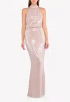 Rachel Gilbert Inga Sequined Floor-length Gown In Nude