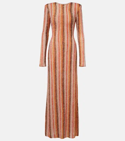 Rachel Gilbert Isadora Striped Sequin Tulle Dress In Pink