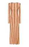 Rachel Gilbert Isadora Striped Sequin Tulle Gown In Pink