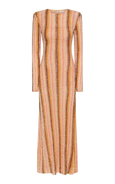 Rachel Gilbert Isadora Striped Sequin Tulle Gown In Pink