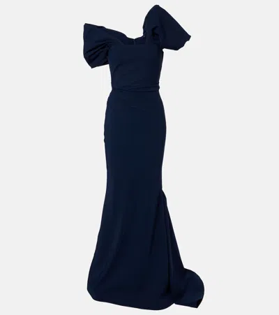 Rachel Gilbert Jade Asymmetric Gown In Blue