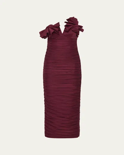Rachel Gilbert Jensen Strapless Ruched Dress In Merlot