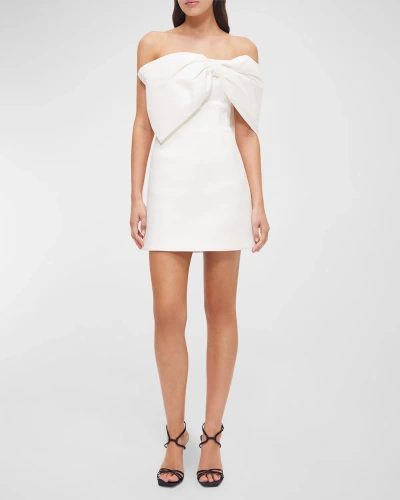 Rachel Gilbert Kace Bow Off-the-shoulder Mini Dress In Ivory