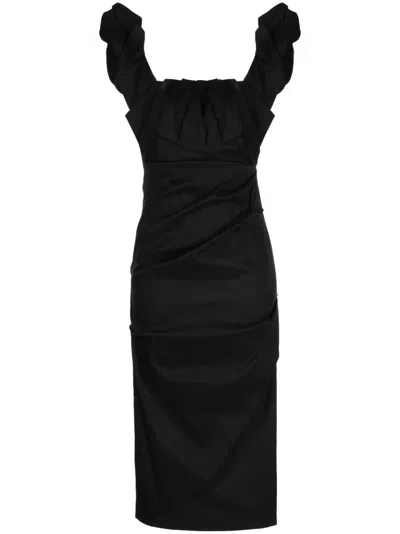 Rachel Gilbert Kalina Draped Sleeveless Dress In Black