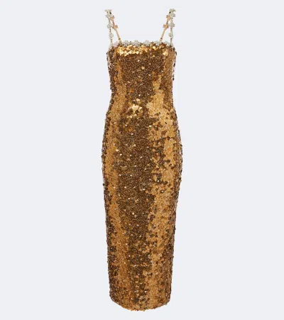 Rachel Gilbert Karter Sequined Cocktail Dress In Gold