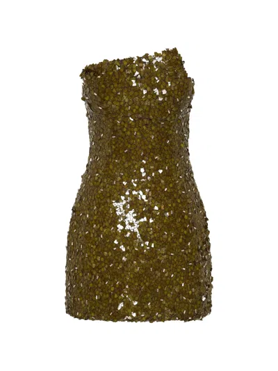 Rachel Gilbert Karter Strapless Sequin-embellished Mini Dress In Green