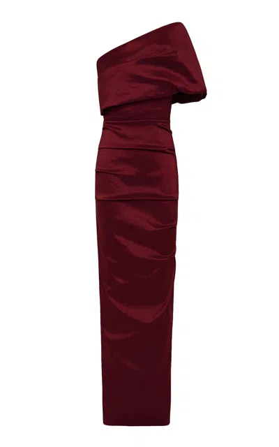 Rachel Gilbert Kat One-shoulder Gown In Burgundy