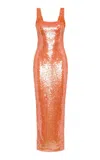 Rachel Gilbert Kayla Sequin Tulle Gown In Orange