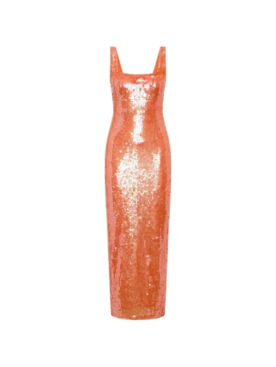 Rachel Gilbert Kayla Sequin-embellished Gown In Orange