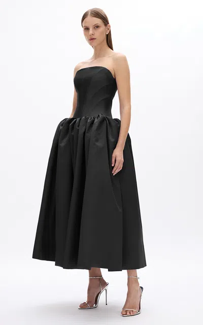 Rachel Gilbert Kenny Drop-waist Silk-wool Midi Dress In Black