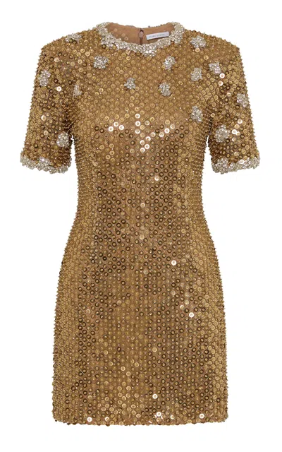 Rachel Gilbert Kylo Sleeve Mini Dress In Gold