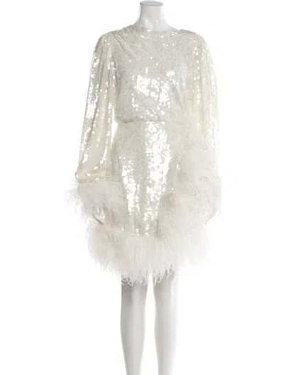 Pre-owned Rachel Gilbert Lace Pattern Knee-length Dress In White