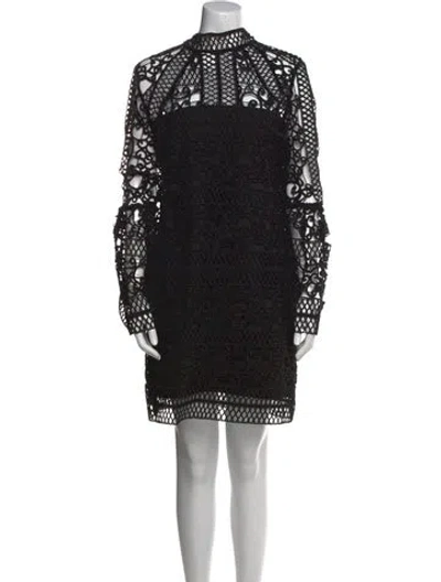 Pre-owned Rachel Gilbert Lace Pattern Mini Dress In Black
