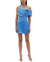 Rachel Gilbert Womens Cornflower Mini Larna Asymmetric-neck Satin Mini Dress In Blue