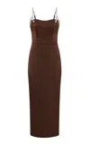 Rachel Gilbert Leora Crystal-bow Strapless Dress In Brown