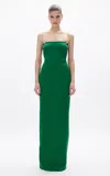 Rachel Gilbert Leora Crystal-strap Column Gown In Green