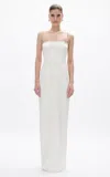 Rachel Gilbert Leora Crystal-strap Column Gown In White
