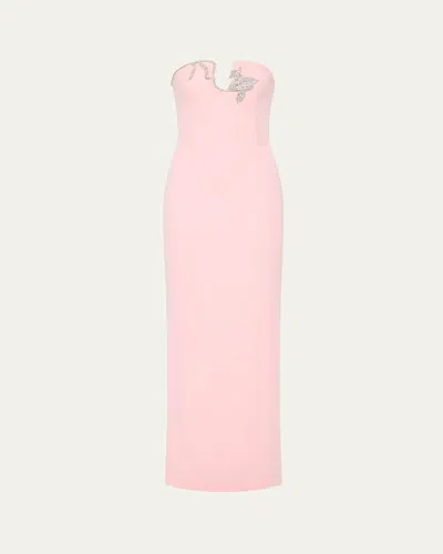Rachel Gilbert Leura Crystal Long Strapless Gown In Rosewater