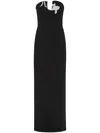 Rachel Gilbert Leura Crystal Flower Strapless Column Gown In Black