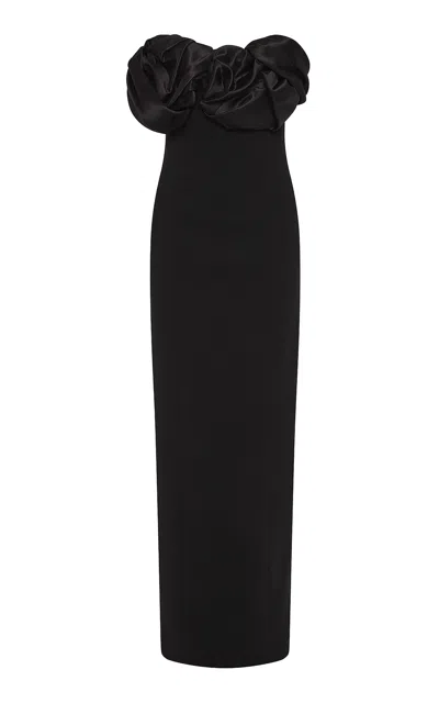 Rachel Gilbert Levi Oversized Floral Embroidery Gown In Black