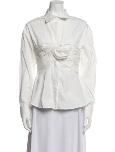 Pre-owned Rachel Gilbert Long Sleeve Button-up Top In White