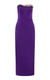 Rachel Gilbert Lorna Crystal Embroidered Gown In Purple