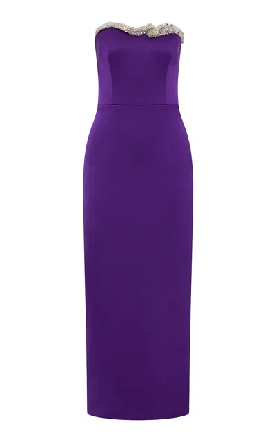 Rachel Gilbert Lorna Crystal Embroidered Gown In Purple