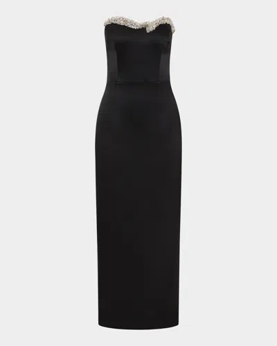 Rachel Gilbert Lorna Crystal Strapless Midi Dress In Black