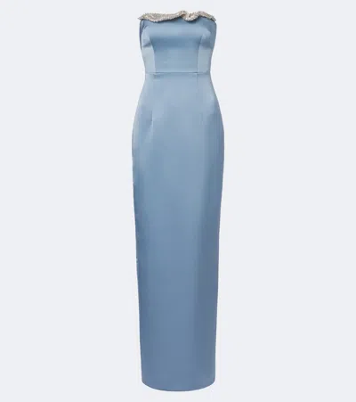 Rachel Gilbert Lorna Embellished Bustier Gown In Blue