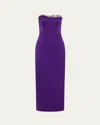 Rachel Gilbert Lorna Embellished Strapless Column Crepe Dress