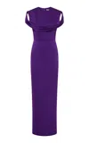 Rachel Gilbert Lorna Pleated Neck Gown In Purple